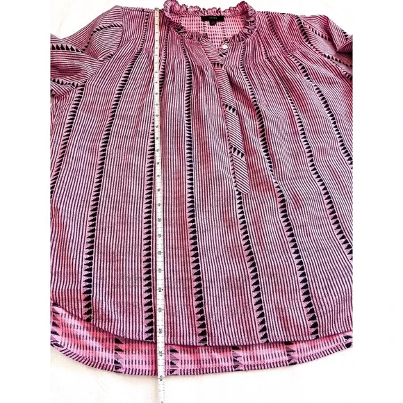 J.‎ Crew Half Button Geometric Pink Blouse Size L - Picture 9 of 10